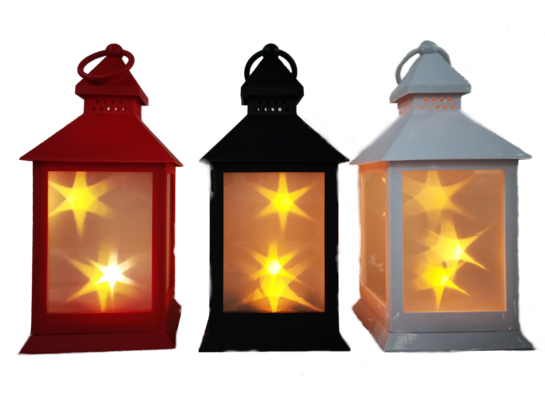 Latarnia gwiazdy 3D 5 LED ciepłe białe światło 27 cm mix 3 kolorów