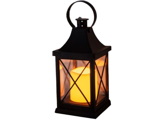 Latarnia świeca LED ciepłe białe światło 23 cm czarna