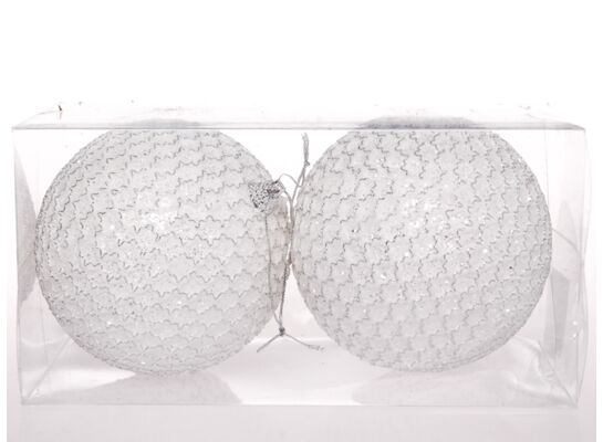 Bombka styropianowa zdobiona 7,5 cm biały 3 sztuki