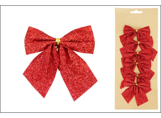 Kokardy czerwone brokatowe 6 sztuk