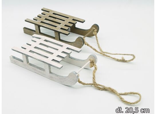 Zawieszka sanki białe/brązowe