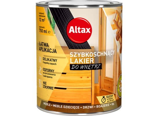 Lakier szybkoschnący do wnętrz 750 ml bezbarwny połysk Altax
