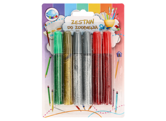 Klej z brokatem 6 sztuk mix