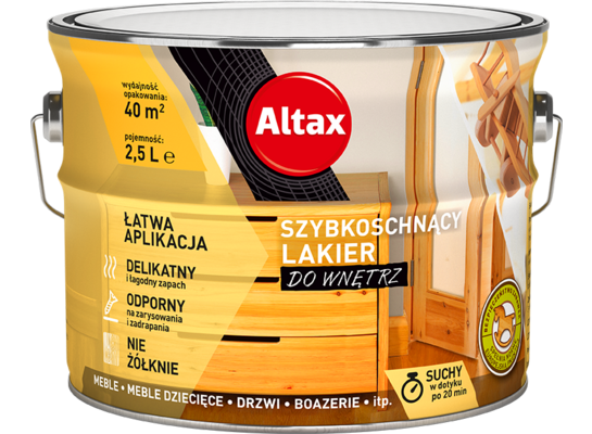 Lakier szybkoschnący do wnętrz 2.5 l bezbarwny półmat Altax