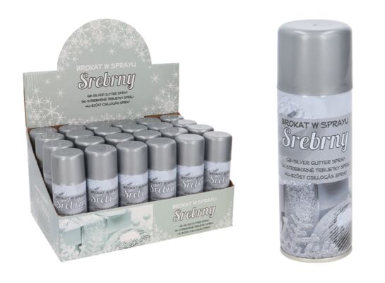 Brokat w sprayu srebrny