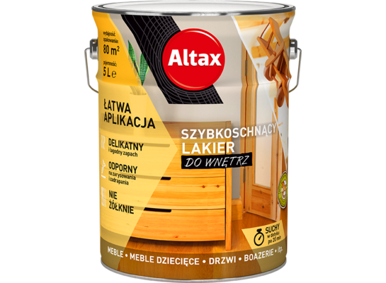 Lakier szybkoschnący do wnętrz 5 l bezbarwny półmat Altax