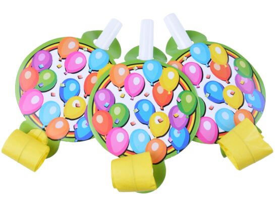 Gwizdek medalion kolorowe party 6 sztuk mix