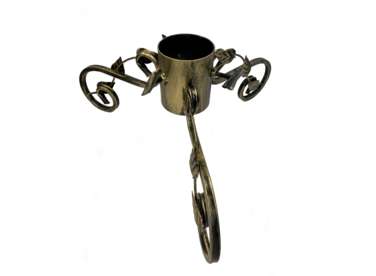 Stojak choinkowy metalowy z listkami 55 x 65 x 10 cm złoty