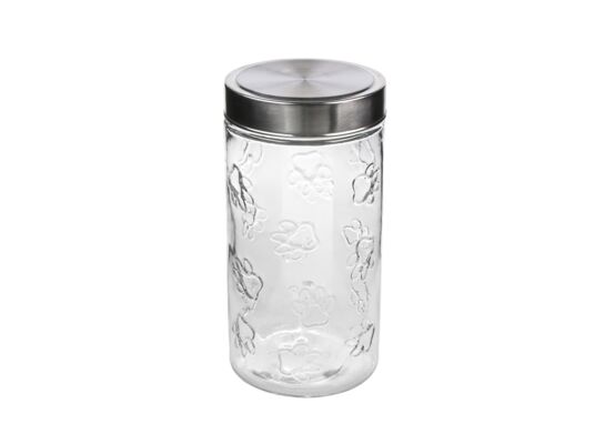 Pojemnik szklany z metalową pokrywką dekoracja łapki 1300 ml