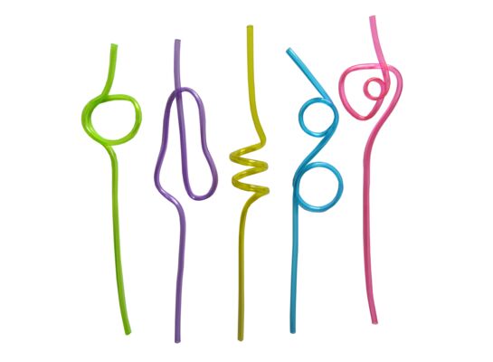 Słomka zakręcona 5 sztuk 29 cm mix