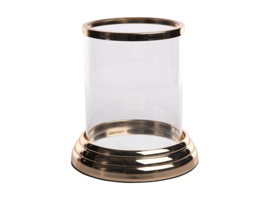 Świecznik na podstawce okrągłej stopniowej 13 x 13 x 17 cm złoty