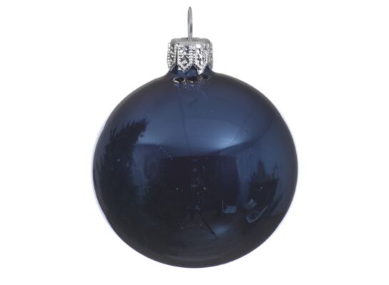 Bombka szklana błyszcząca granatowa 7 cm 6 sztuk