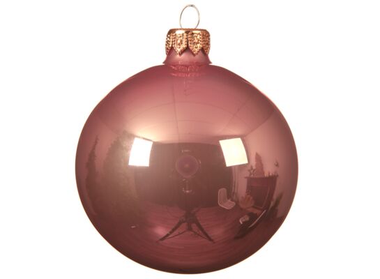 Bombka szklana błyszcząca różowa 8 cm 6 sztuk