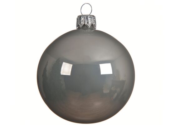 Bombka szklana emaliowana szara 8 cm 6 sztuk
