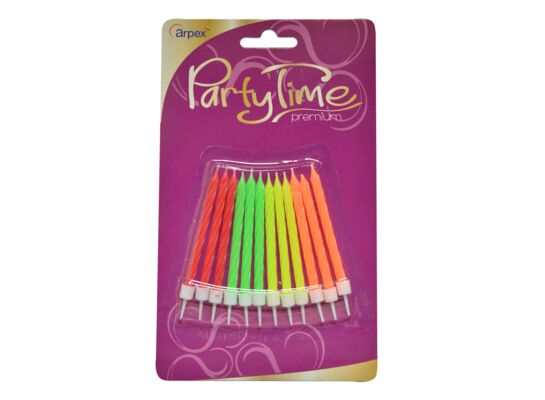 Świeczka urodzinowa premium - neon 19 cm mix