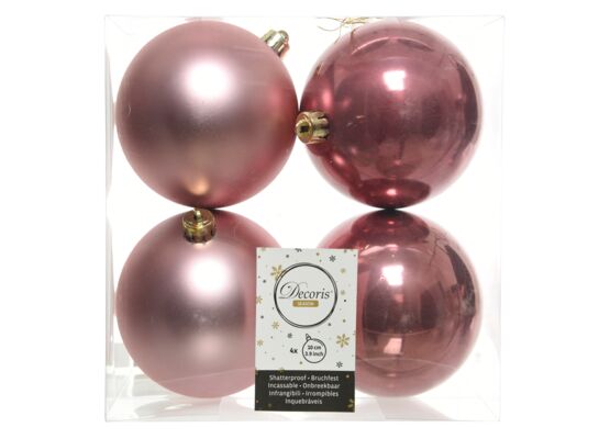 Bombka plastikowa mat/połysk/brokat różowe 10 cm 4 sztuki