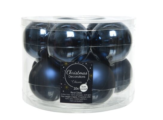 Bombka szklana mat/połysk granatowa 6 cm 10 sztuk