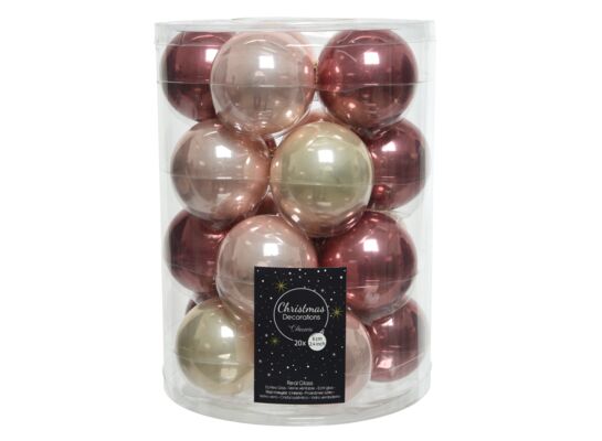 Bombka szklana emaliowana różowa 6 cm 20 sztuk