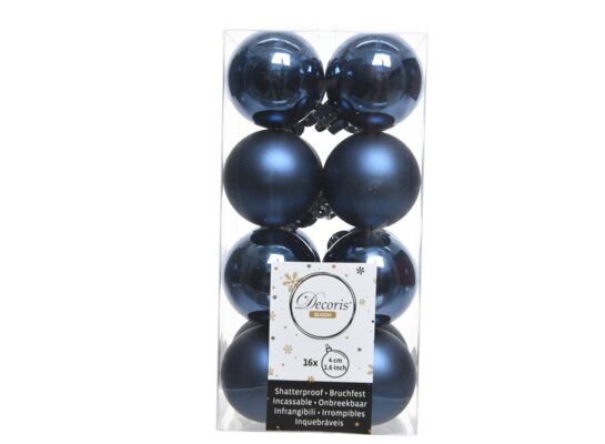 Bombka plastikowa mat/połysk granatowa 4 cm 16 sztuk