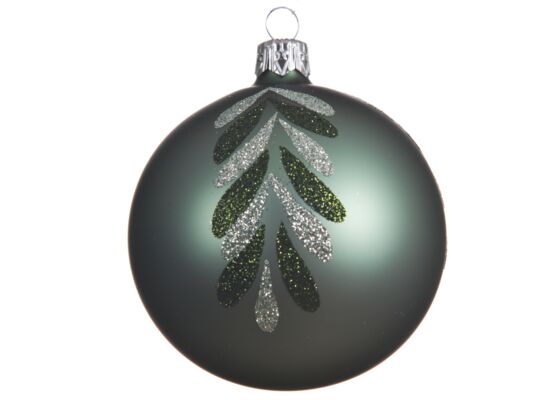 Bombka szklana dekorowana mat zielona 8 cm