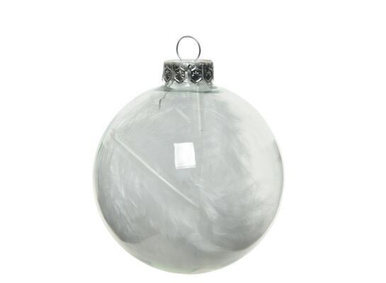 Bombka szklana dekorowana z piórkami 7 cm 4 sztuki