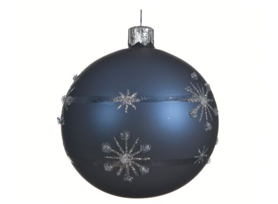 Bombka szklana dekorowana mat granatowa 8 cm