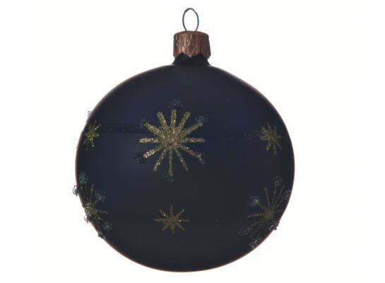 Bombka szklana dekorowana mat czarna 8 cm