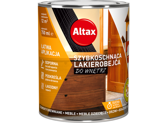 Lakierobejca szybkoschnąca do wnętrz 750 ml mahoń Altax