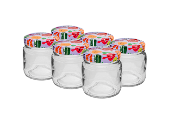 Słoik 106 ml z kolorową zakrętką Ø53 6 sztuk