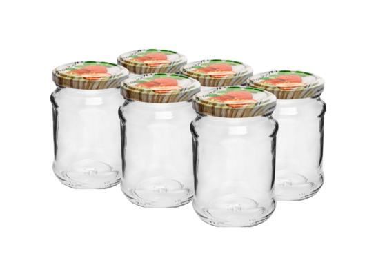 Słoik Ćwiartka 250 ml z zakrętką kolorową Ø66 6 sztuk