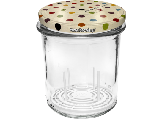 Słoik 346 ml z kolorową zakrętką dociskiem Ø82 6 sztuk