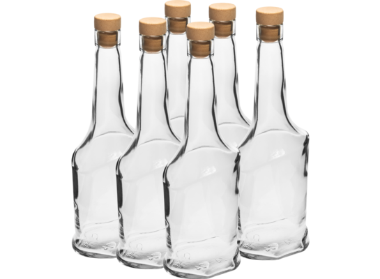 Butelka Awangarda 500 ml biała z korkiem syntetycznym 6 sztuk