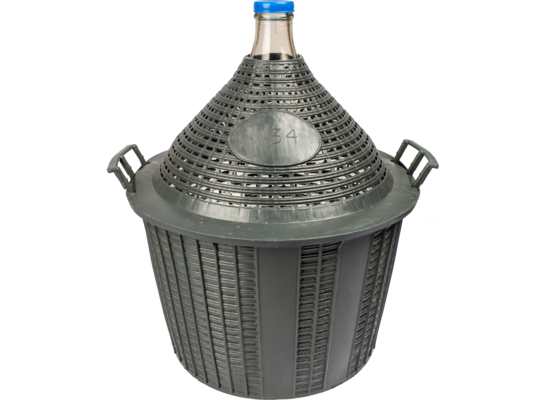 Balon do wina 34 l w koszu plastikowym