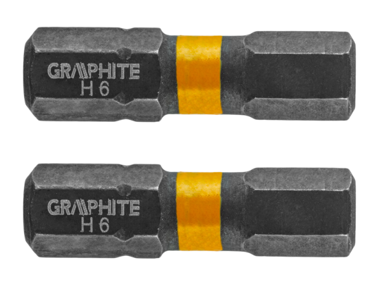 Bity udarowe HEX6 x 25 mm 2 szt. GRAPHITE