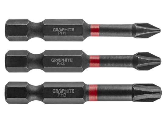Bity udarowe PH1/2/3 x 50 mm 3 szt. GRAPHITE