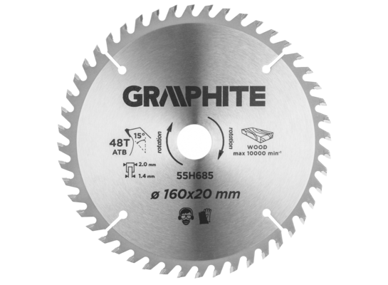 Tarcza do pilarki zagłębiarki widiowa 160 x 20 mm 48 zębów GRAPHITE