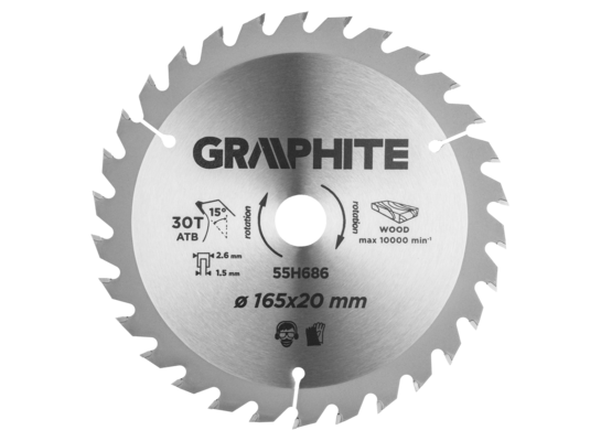 Tarcza do pilarki zagłębiarki widiowa 165 x 20 mm 30 zębów GRAPHITE