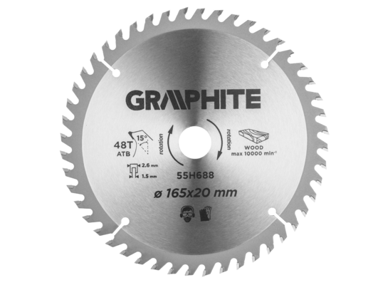 Tarcza do pilarki zagłębiarki widiowa 165 x 20 mm 48 zębów GRAPHITE