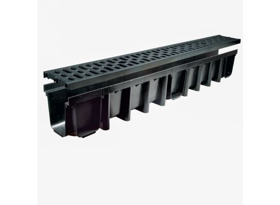 Kanał z kratą PP czarny system 1000 x 148 A15 100 x 13,1 x 14,8 cm MAXPOL