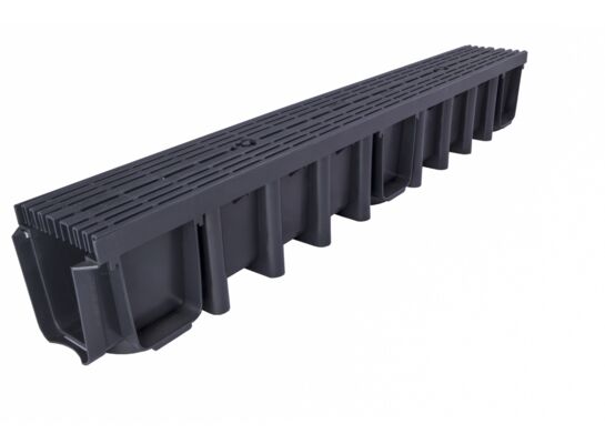 Kanał z kratą PP line czarny system 1000 x 148 A15 100 x 13,1 x 14,8 cm MAXPOL