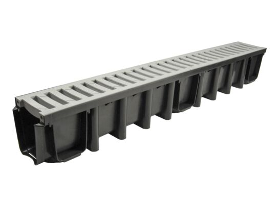 Kanał z kratą PVC popiel system 1000 x 148 B125 100 x 13,1 x 14,8 cm MAXPOL