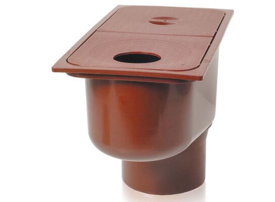 Studzienka rynny brąz 30 x 16 x 21 ø75, 90, 100, 110 mm MAXPOL