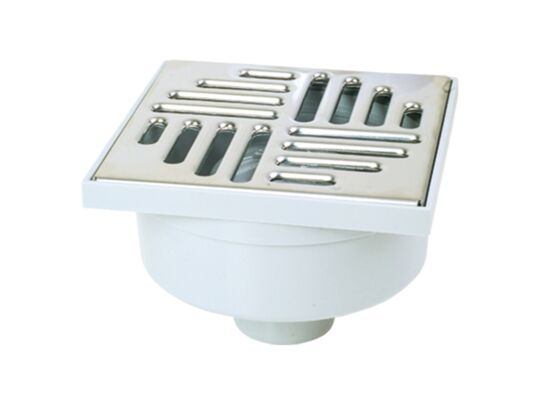 Wpust z metalową kratką z prostym odpływem popiel/srebrny 15 x 15 x 12,4 cm MAXPOL