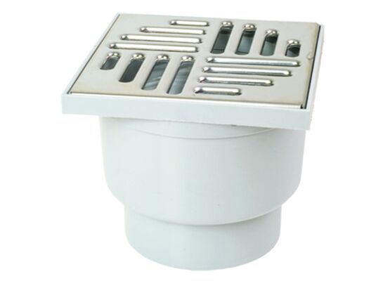 Wpust z metalową kratką z bocznym odpływem popiel/srebrny 15 x 15 x 13 cm MAXPOL