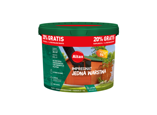 Impregnat do drewna ogrodowego JEDNA WARSTWA 6 l Brąz Altax