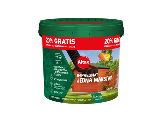 Impregnat do drewna ogrodowego JEDNA WARSTWA 12 l Kasztan Altax