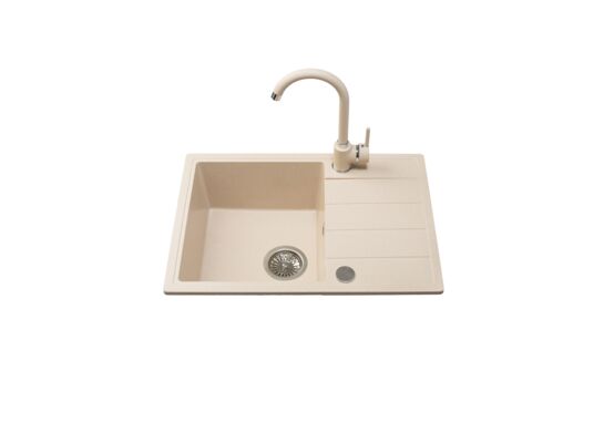 Zestaw zlewozmywak granitowy Metro 1 komora krótki ociekacz pure sand 62 x 44 x 19,5 Miló