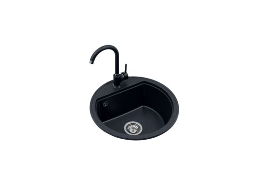 Zestaw zlewozmywak granitowy Oval 1 komora bez ociekacza graphite rock ø51 x 21,5 Miló