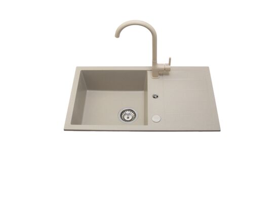 Zestaw zlewozmywak granitowy Parot 1 komora długi ociekacz pure sand 76 x 44 x 19,5 Miló