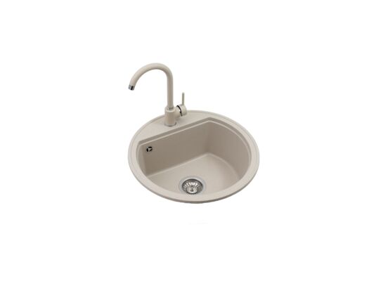 Zestaw zlewozmywak granitowy Oval 1 komora bez ociekacza pure sand ø51 x 21,5 Miló